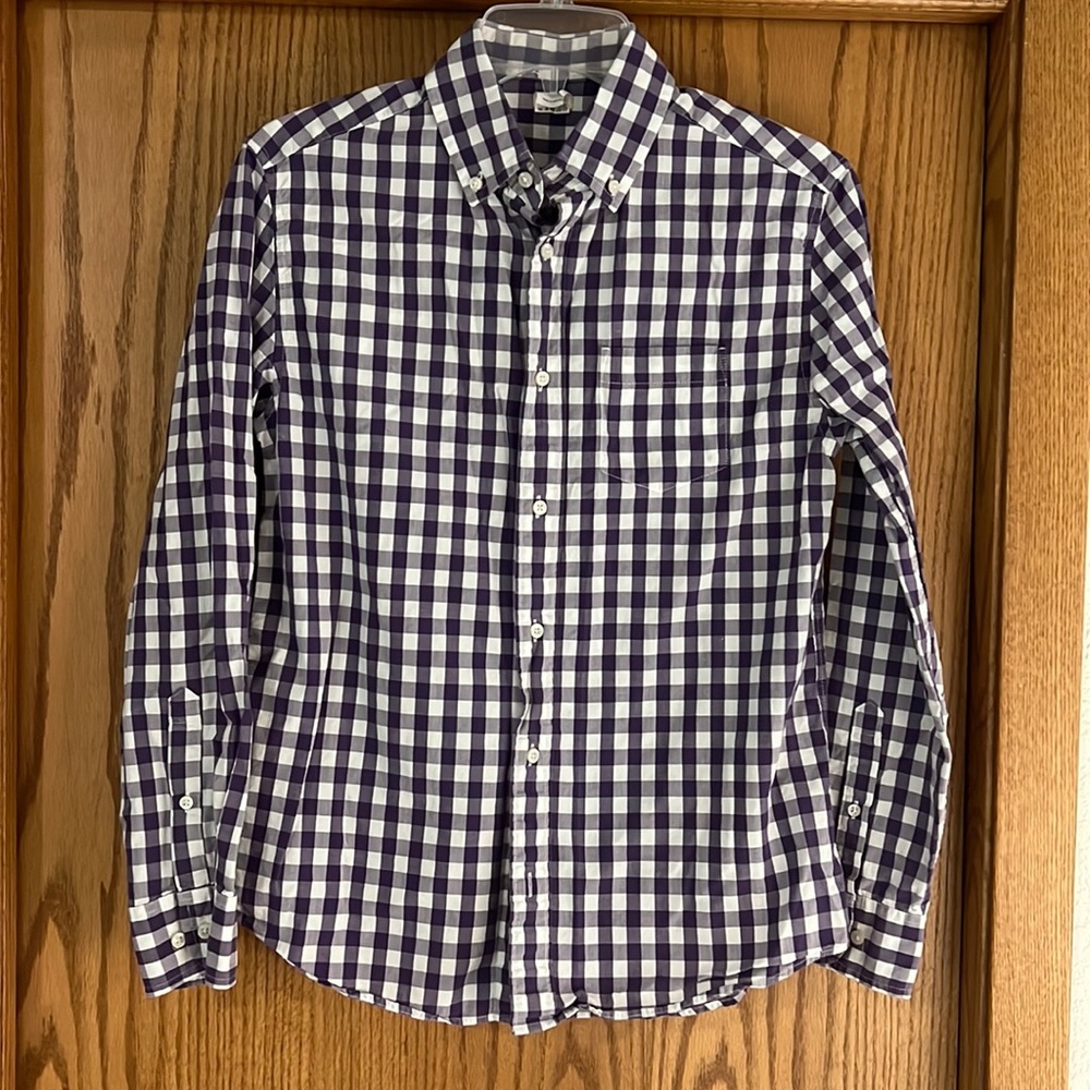 CrewCuts by JCrew purple and white checked long sleeve shirt size 14